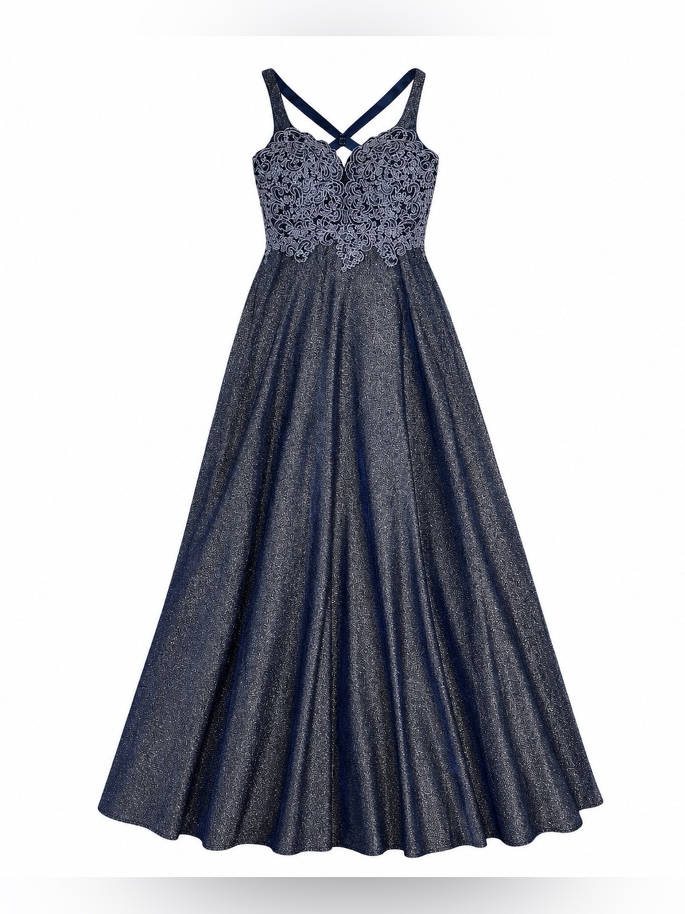 Taroni Royal Blue Glitter Prom Blue Dress Long Formal Gown Lace Bodice Size L